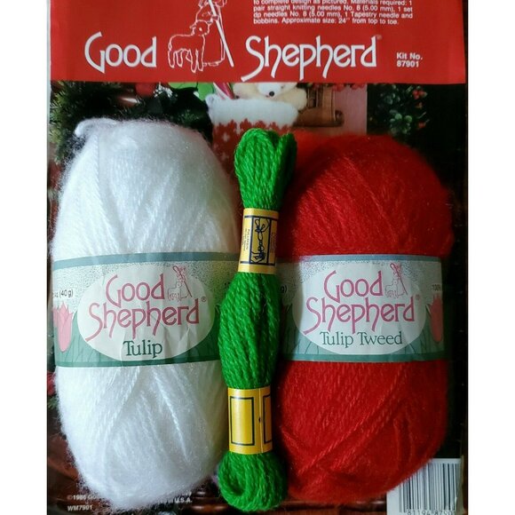1986 Good Shepherd Christmas Stocking Knitting Reindeer Tree Knit Craft 87901VTG - Picture 2 of 4